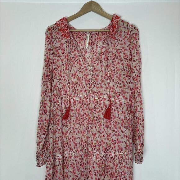 NWOT Anthropologie Maxi Dress Women Red FloralThe Marais Printed Chiffon Size: M - Picture 2 of 8